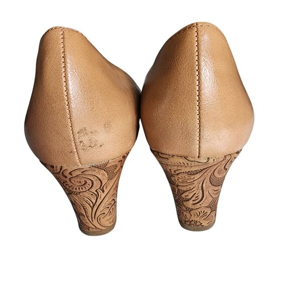 LifeStride Genuine Leather Peep Toe Platform Wedge Heels Tan Size 9 - Picture 6 of 13